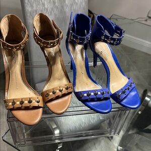 Gianni Bini Royal Blue & Tan Studded Heels